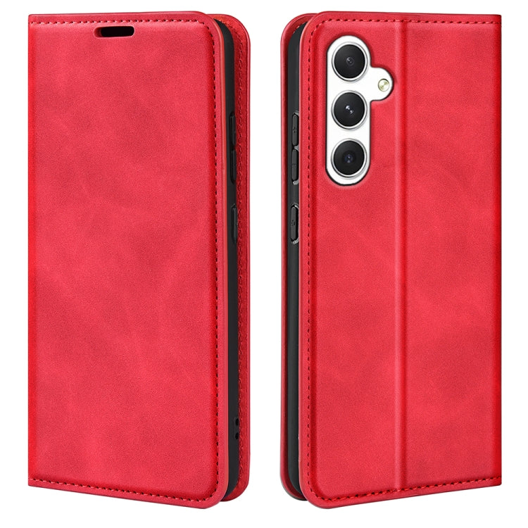 For Samsung Galaxy S24 5G Retro-skin Magnetic Suction Leather Phone Case showcasing its stylish design and functional features.